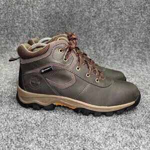 Timberland Mt. Maddsen Mid Boots Boy's 5 Brown Leather Waterproof Hiking Shoes